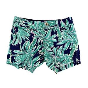 Lilly Pulitzer The Callahan Short, blue and green tropical print, size 0, EUC